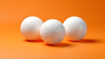 White golf balls on orange background