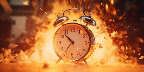 Racing against time - Burnt clock trying to beat the deadline, generative AI
