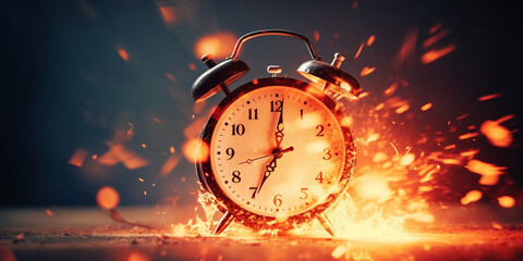 Fototapeta na wymiar Racing Against Time: Burnt-Out Clock Pushing for Last-Minute Deals, generative AI