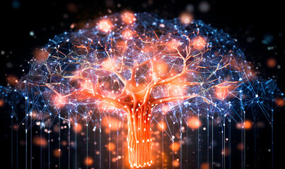 Fototapeta na wymiar Digital Ecosystem, Exploring the Tree of Life in a Computer Network Data Image. Generative AI.