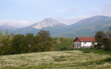 Fototapeta na wymiar mountain house in the mountains