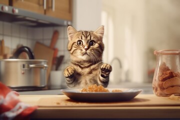 AI Generated a kitten that interacts with people in kitchen in pillow