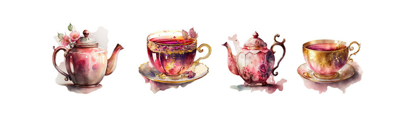 Tea party illustrations created with Generative AI technology
