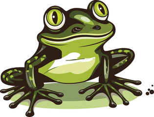 Green frog on white background