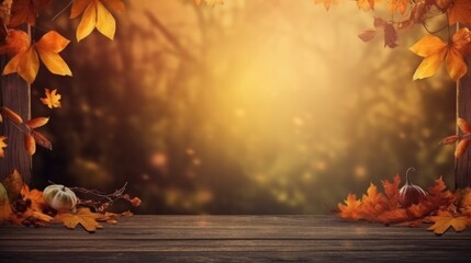 Naklejka na ściany i meble Welcome Autumn background. Illustration AI Generative.
