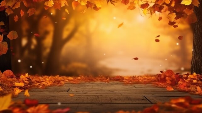 Welcome Autumn background. Illustration AI Generative.