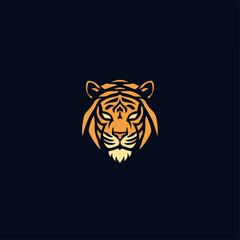 Fototapeta na wymiar Tiger abstract logo icon. Lines, design elements, background decoration. Cartoon, doodle style