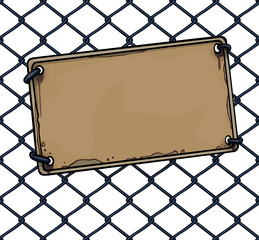 signboard blank announcement signal on grid netting transparent background isolation rabitz texture stock illustration pattern stock image