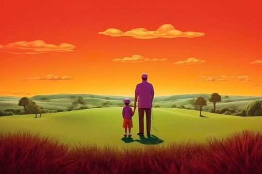 Father's Day illustration and pictures designed to depict father love for his family father hard work  father love made made with generative AI technology