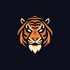 Tiger abstract logo icon. Lines, design elements, background decoration. Cartoon, doodle style