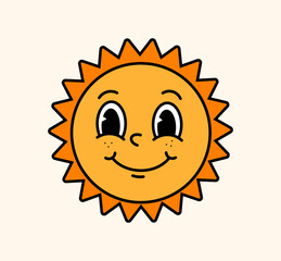 Retro hippie sun concept