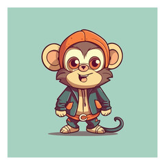 Cute monkey mascot character for kids entertainment center