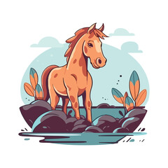 Cute horse mascot character for nature conservation organization.