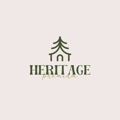 Creative pine house logo for corporate business identity design vector illustration