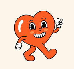 Retro hippie heart concept