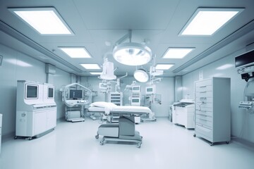 AI Generated Ceiling of an operating room with medical lighting vision background