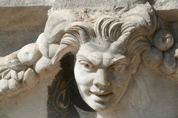 Sculpted Greek mask recovered from the ruins of the theater