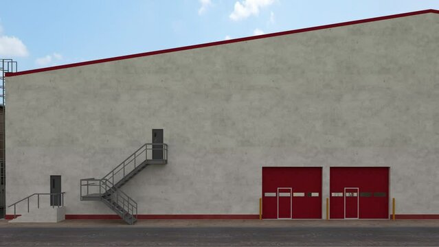 BIM Warehouse project flythrough, store, magazine, storehouse, depot, repository, rendering 3d, 3d illustration