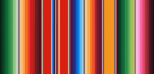 Realistic mexican blanket stripes seamless pattern. Multicolored texture of ethnic mexican fabric.