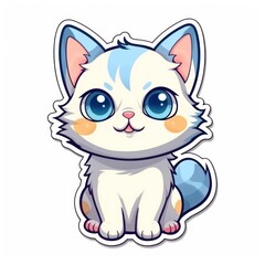 Fototapeta na wymiar AI Generated cute cat Sticker Cartoon Style
