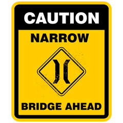 Caution, Narrow bridge ahead, sign vector