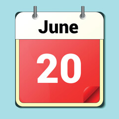 day on the calendar, vector image format, June 20