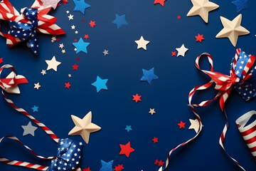 Fototapeta premium July 4th American Independance Day confetti, Generative AI