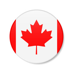 Canada circle button icon. Canadian round badge flag. 3D realistic isolated vector illustration