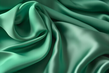 Obraz premium Silk fabric in green, Generative AI