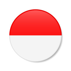 Indonesia circle button icon. Indonesian round badge flag. 3D realistic isolated vector illustration