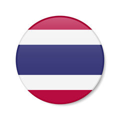 Thailand circle button icon. Thai round badge flag. 3D realistic isolated vector illustration