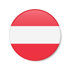 Austria circle button icon. Austrian round badge flag. 3D realistic isolated vector illustration