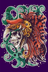 Dayak tribal logo with skull style for distro t-shirts