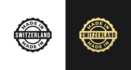 Made in Switzerland Stamp or Made in Switzerland Label Vector Isolated in Flat Style. Made in Switzerland label for product packaging design element. Made in Switzerland stamp for packaging design ele