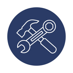 wrench, hammer, work tools, wrench and hammer icon