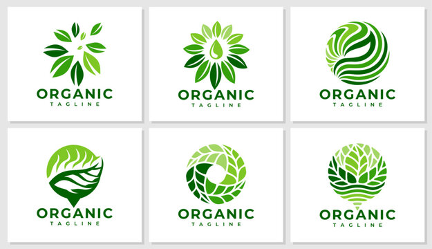 Abstract organic leaf recycle logo design