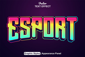 esport text effect with purple graphic style and editable
