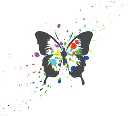Obraz na płótnie Canvas vector design with butterfly and multicolored drops on white background