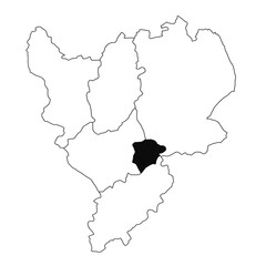 Map of Rutland in East Midlands England province on white background. single County map highlighted by black colour on East Midlands England administrative map.