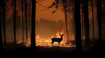 Forest Fire: A Nightmare for Wildlife. Generated by AI.