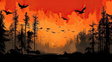 Forest Fire: A Nightmare for Wildlife. Generated by AI.