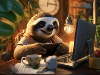 A 3D Render of a Cartoon Sloth Who is a Social Media Influencer | Generative AI