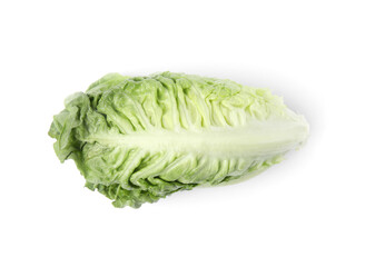 Fresh green romaine lettuce isolated on white, top view