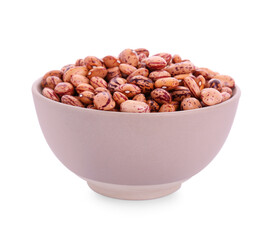 Bowl with raw kidney beans isolated on white