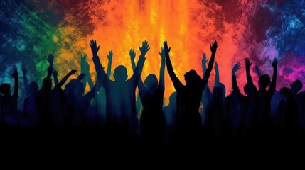 Silhouette of people worshipping