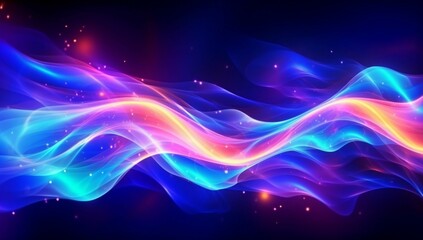 Beautiful colorful light effect of neon glow lights and flash. Background with flying design elements.blue background generative ai variation 4