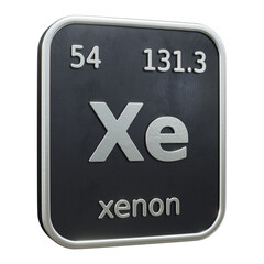 Three-dimensional icon of the chemical element of Xenon isolated on transparent background. 3D rendering