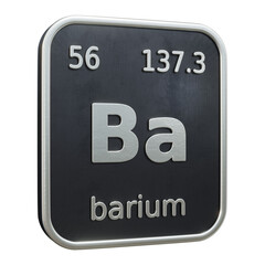 Three-dimensional icon of the chemical element of Barium isolated on transparent background. 3D rendering