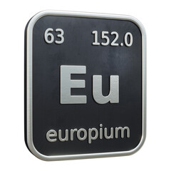 Three-dimensional icon of the chemical element of Europium isolated on transparent background. 3D rendering