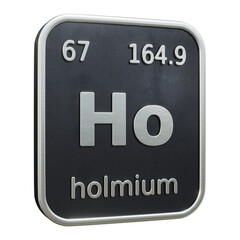 Three-dimensional icon of the chemical element of Holmium isolated on transparent background. 3D rendering